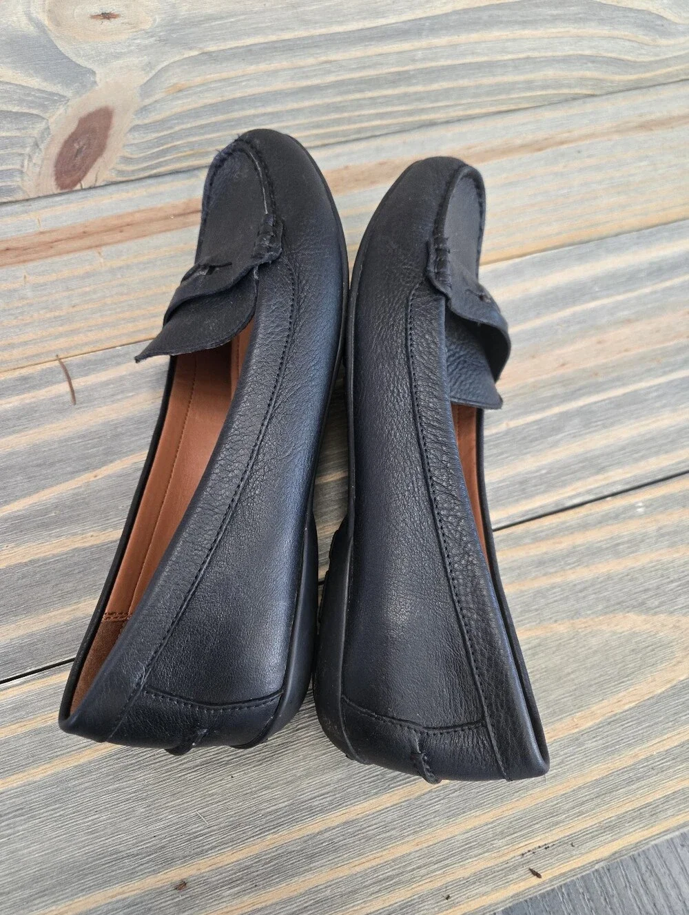 COACH FG1268 Leather Penny Loafers Black Size 9.5 B